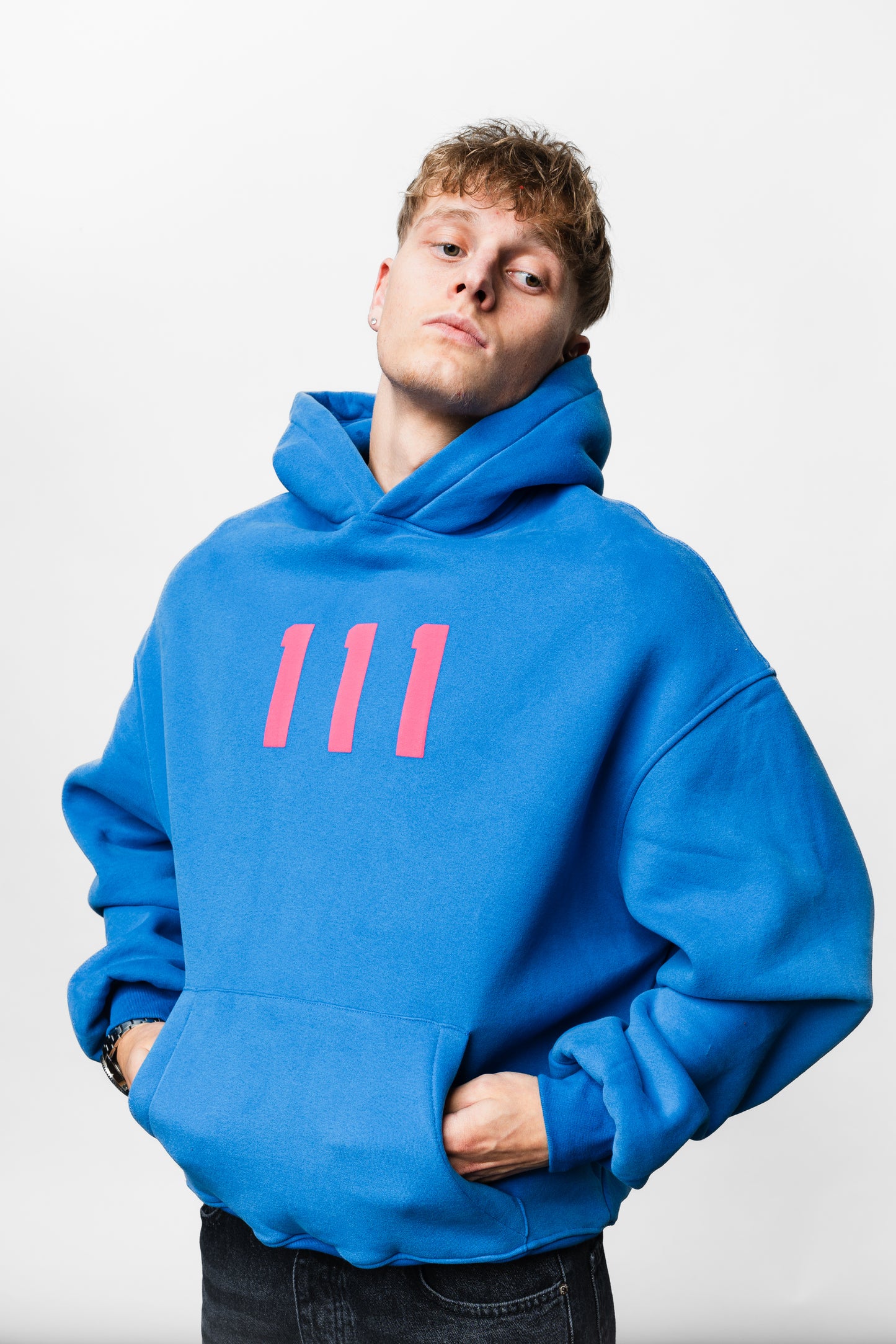 111 Blue Oversize Hoodie C-1036