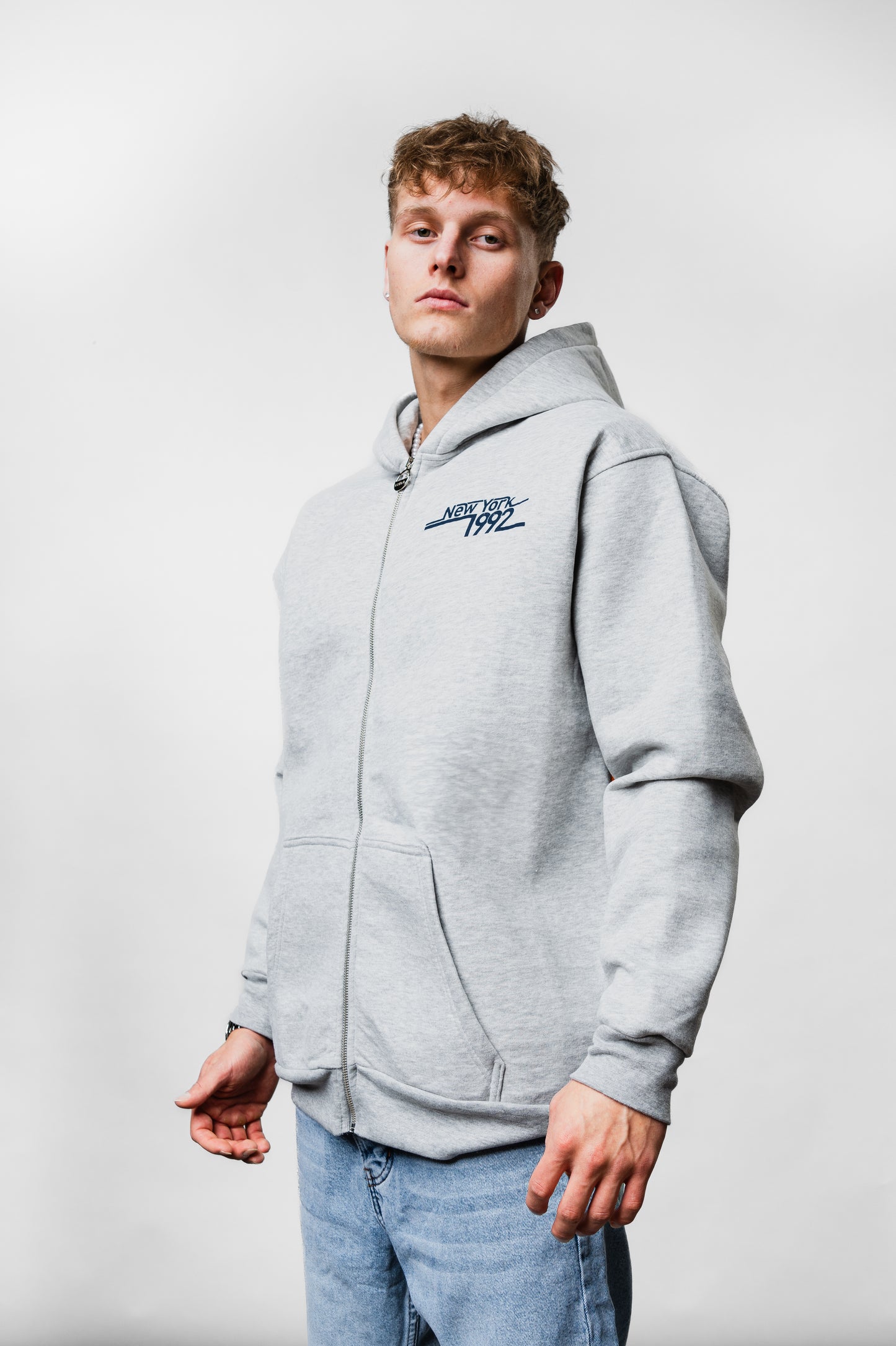 New York Grey Zip Hoodie C-1075