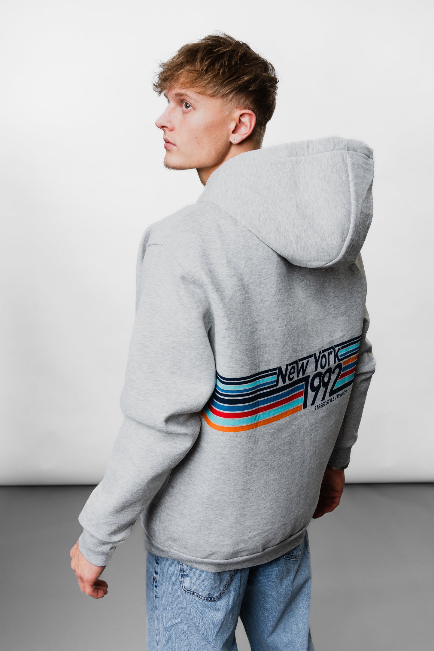 New York Grey Zip Hoodie C-1075