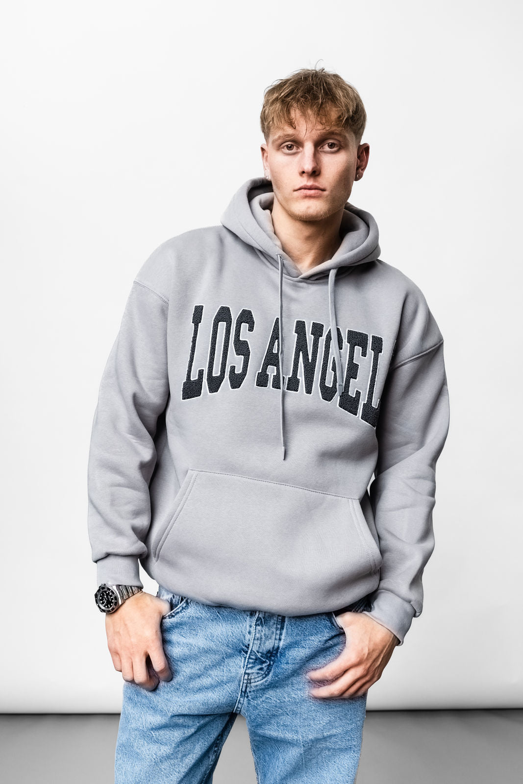 Los Angels Grey Oversize Hoodie JJ-1073
