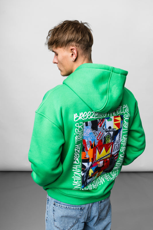 King Angels Green Oversize Hoodie B-1068