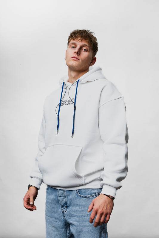 1985 White Oversize Hoodie B-1071