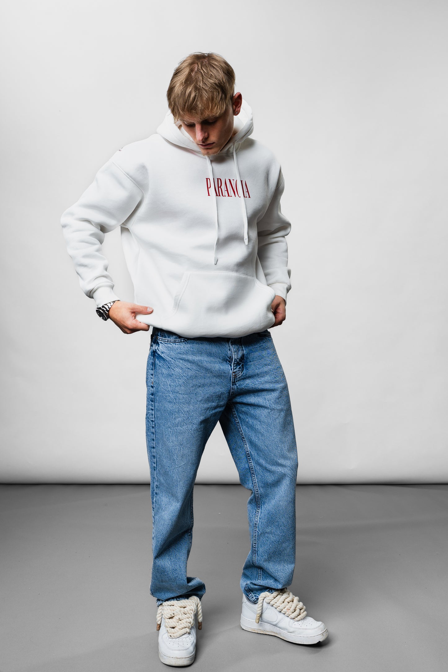 Paranoia White Oversize Hoodie JJ-1032