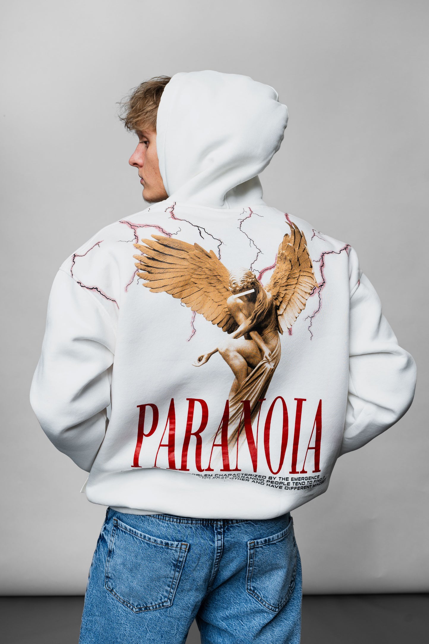 Paranoia White Oversize Hoodie JJ-1032