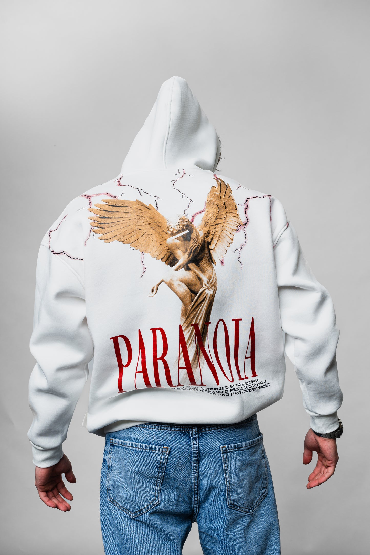 Paranoia White Oversize Hoodie JJ-1032