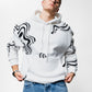 Black Lines White Oversize Hoodie B-1040
