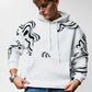 Black Lines White Oversize Hoodie B-1040