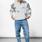 Black Lines White Oversize Hoodie B-1040