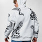 Black Lines White Oversize Hoodie B-1040