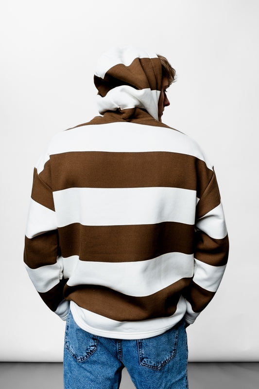 Brown Stripes Oversize Hoodie EL-1058