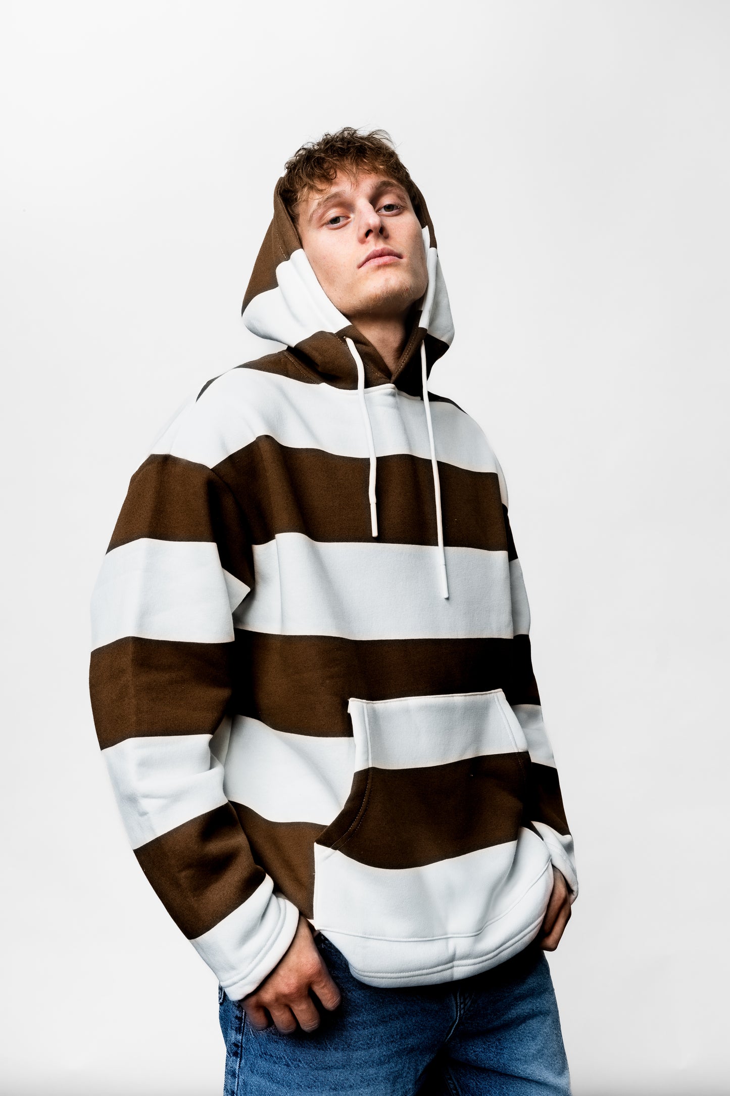 Brown Stripes Oversize Hoodie EL-1058