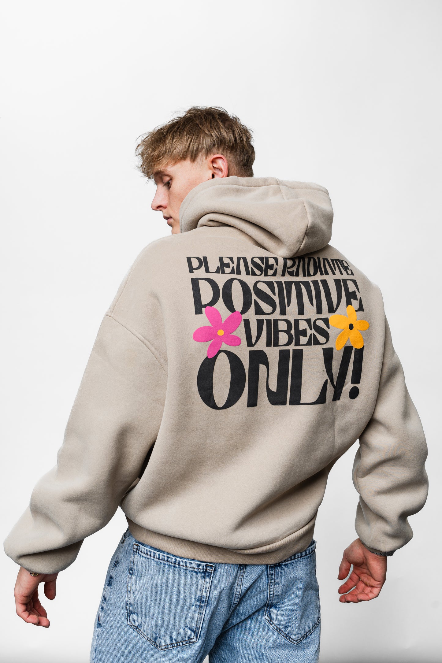 Positive Vibes Brauner Oversize-Hoodie C-1025
