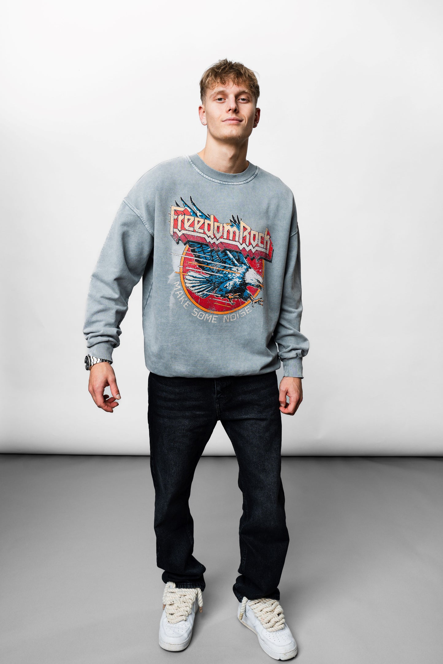 Freedom Rock Grey Oversize Sweatshirt C-1027