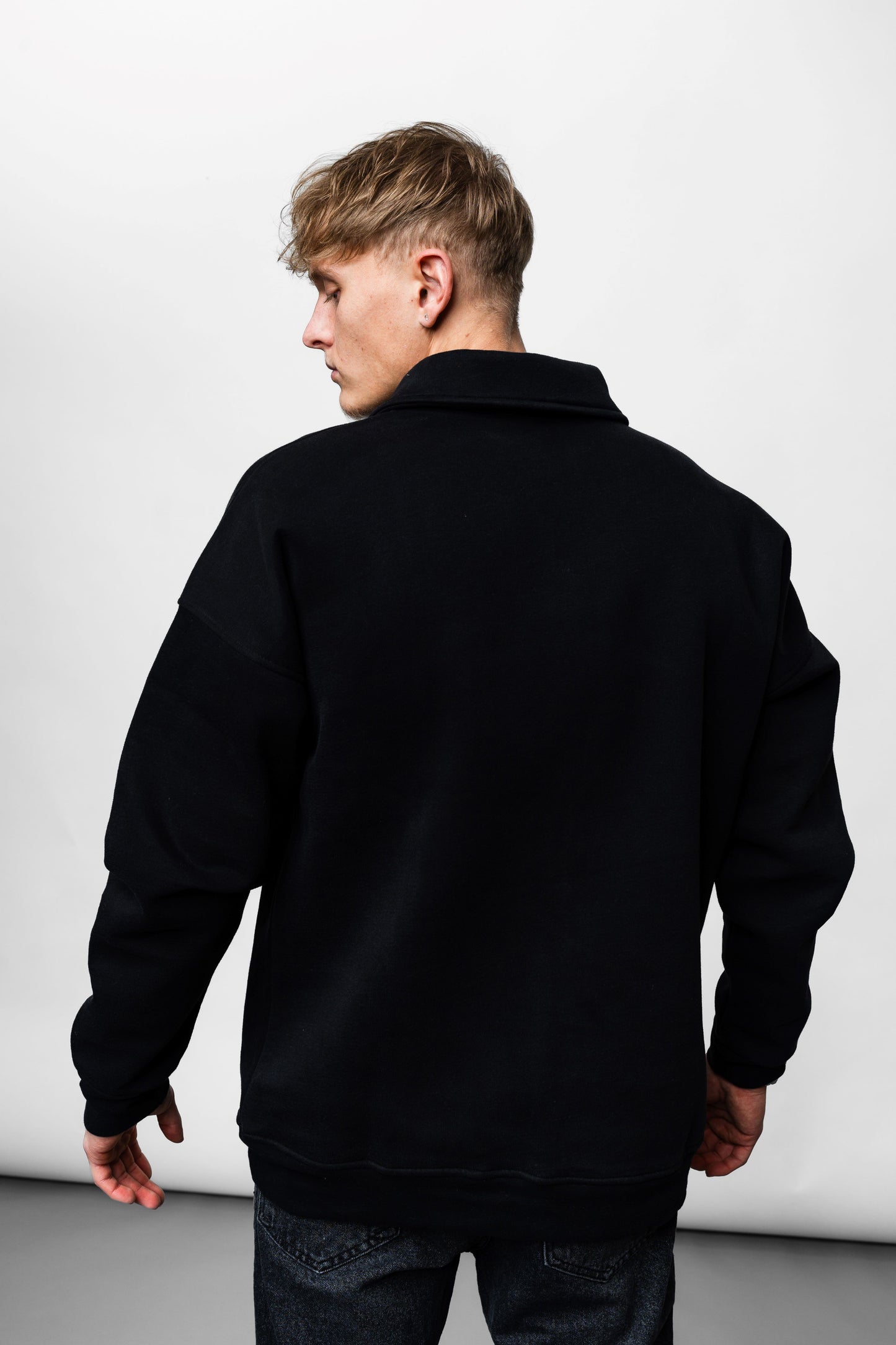 Zip Black Oversize Sweater C-1045
