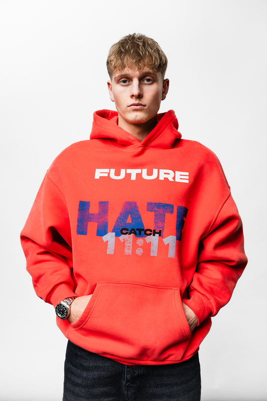 Hate Love Red Oversize Hoodie C-1019