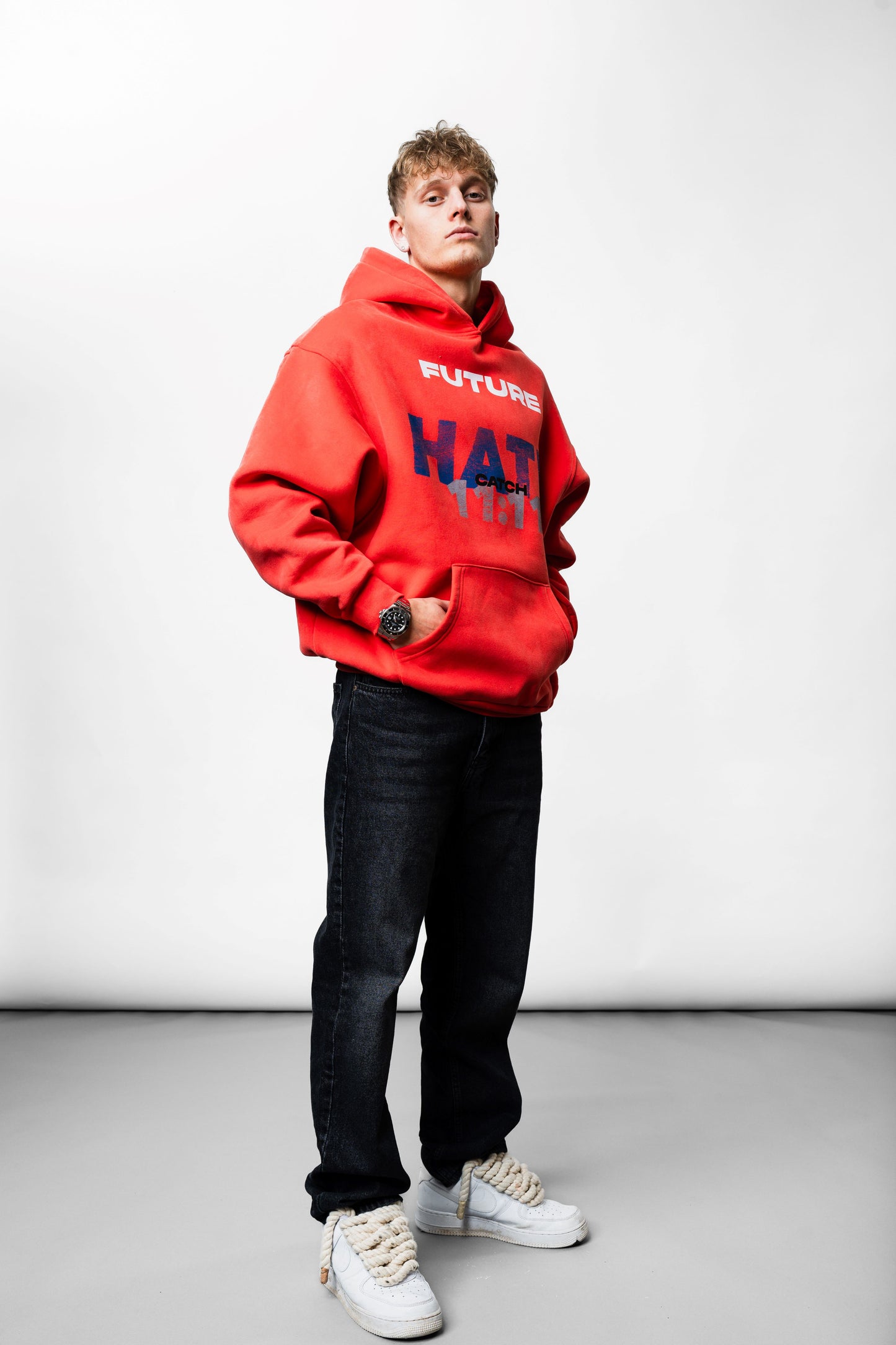 Hate Love Red Oversize Hoodie C-1019