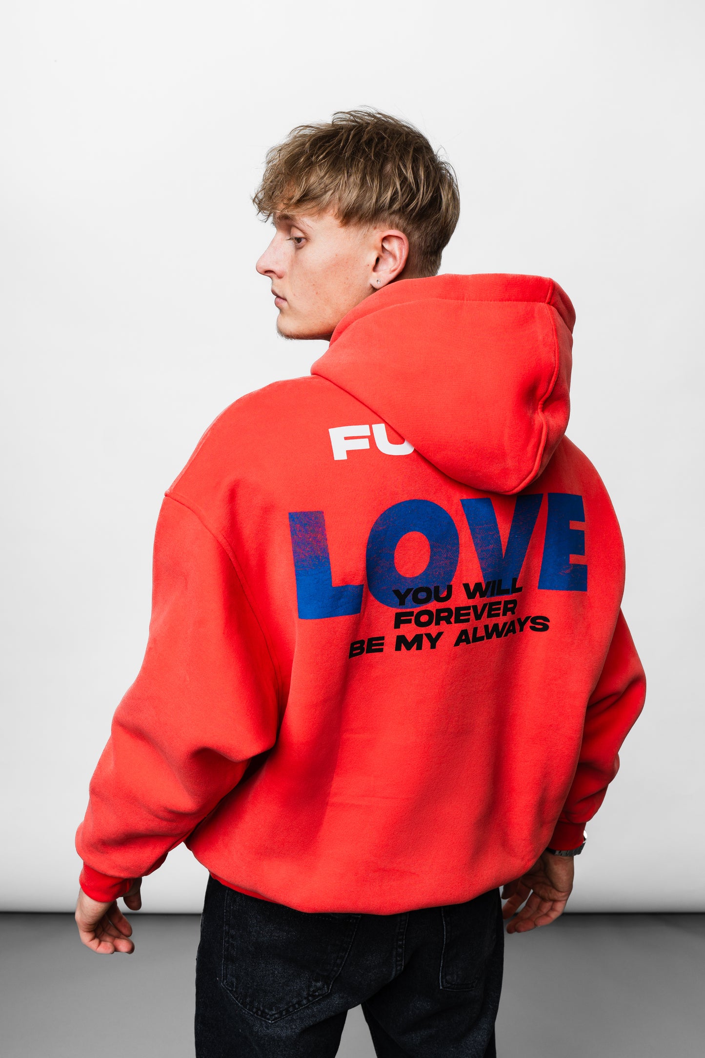 Hate Love Red Oversize Hoodie C-1019