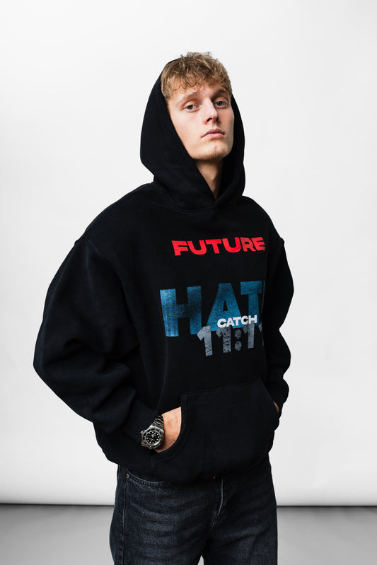 Hate Love Black Oversize Hoodie C-1018