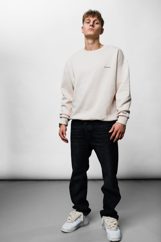 Who Are You Cream Oversize Sweatshirt C-1054