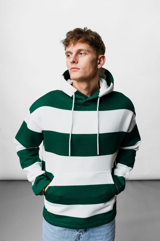 Stripes Green Oversize Hoodie C-1057