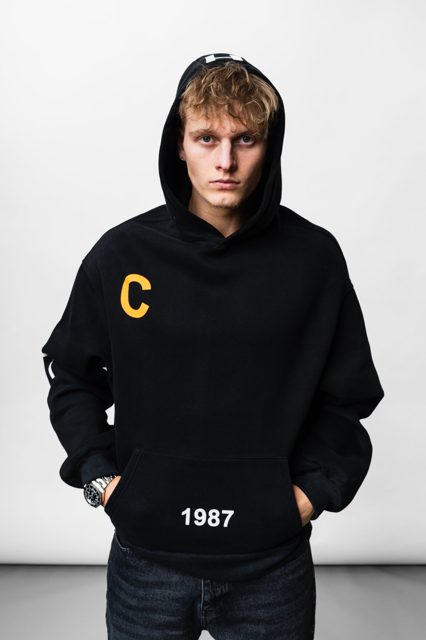 Letters Black Oversize Hoodie C-1033