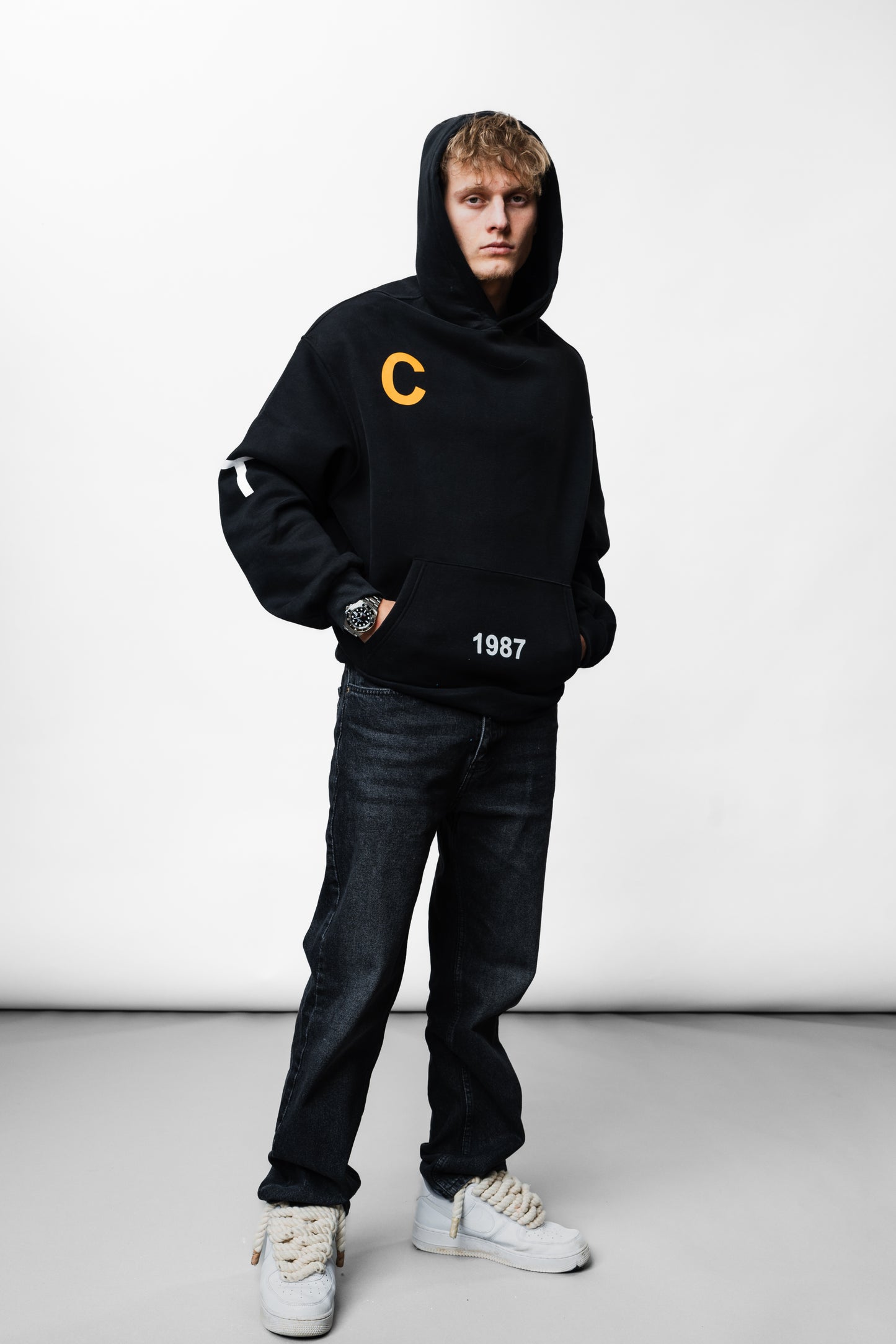 Letters Black Oversize Hoodie C-1033