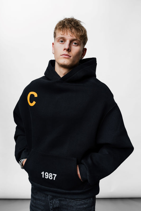 Letters Black Oversize Hoodie C-1033