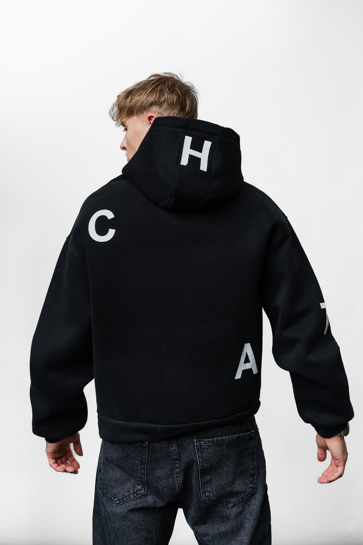 Letters Black Oversize Hoodie C-1033