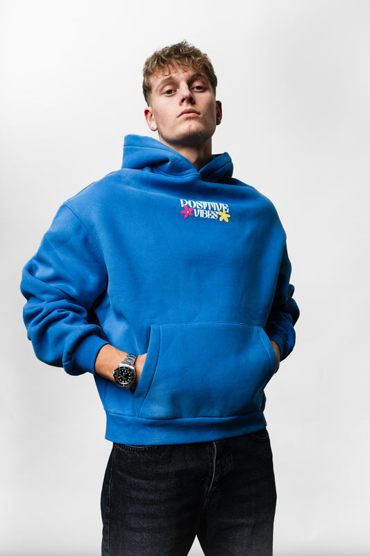 Positive Vibes Blue Oversize Hoodie C-1024