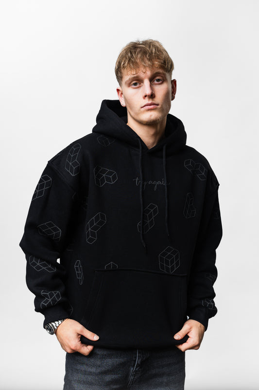 Tetris Black Oversize Hoodie B-1064