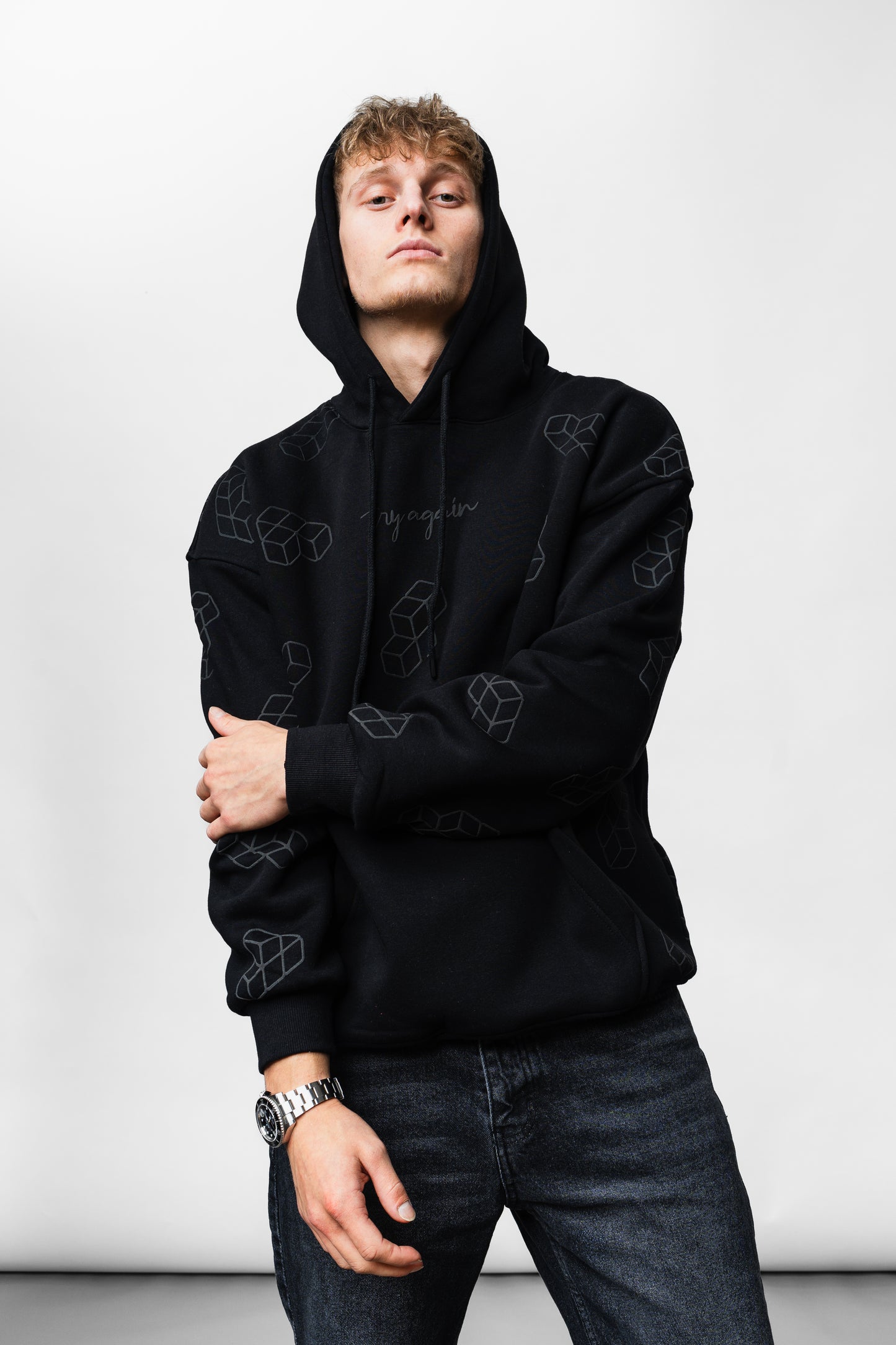 Tetris Black Oversize Hoodie B-1064