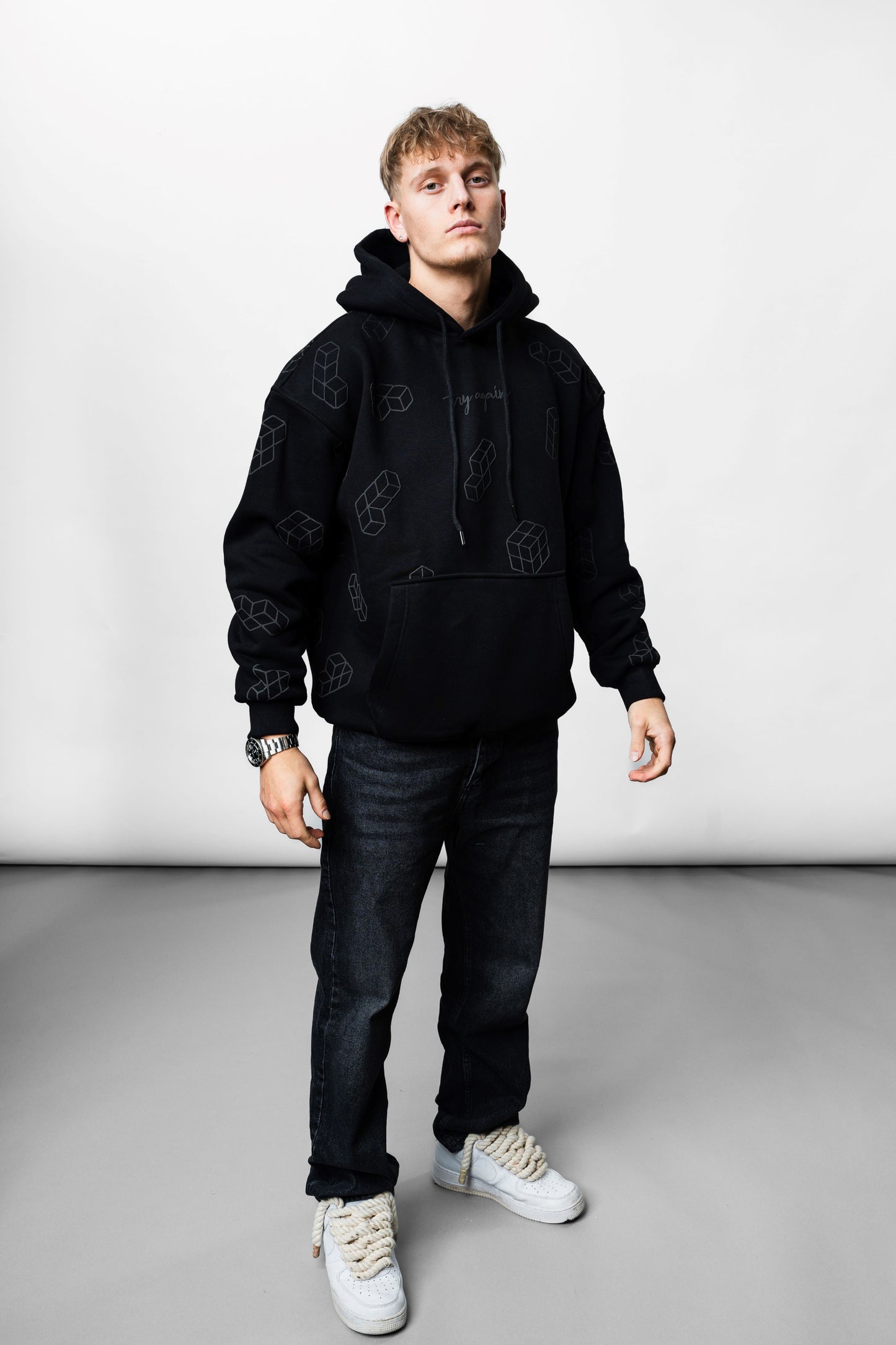 Tetris Black Oversize Hoodie B-1064