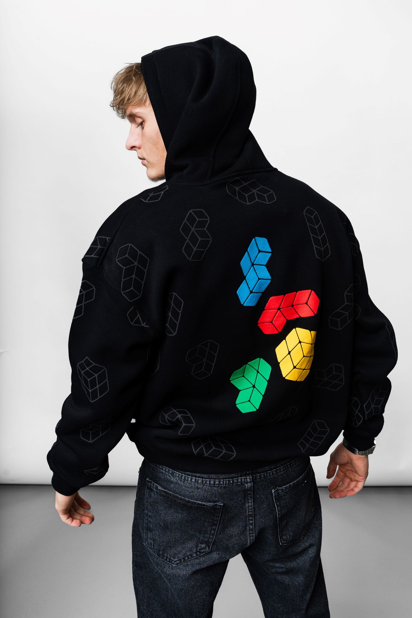 Tetris Black Oversize Hoodie B-1064