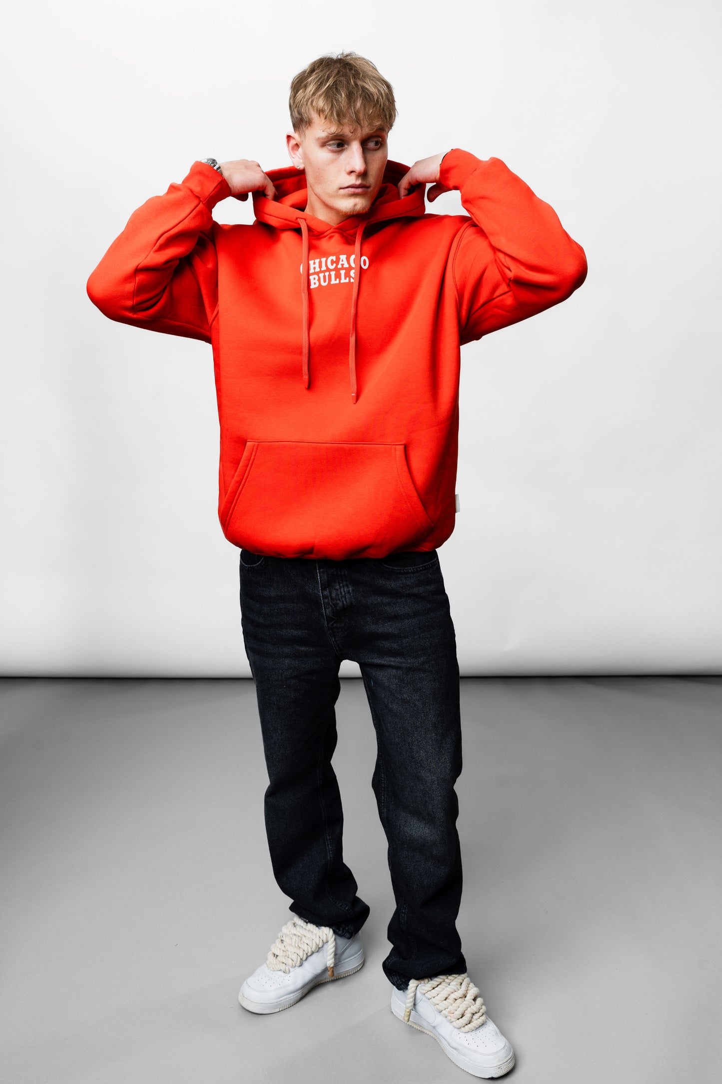 Red Chicago Bulls Printed Oversize Hoodie JJ-1015