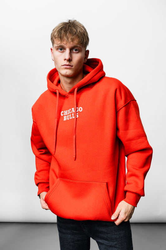 Red Chicago Bulls Printed Oversize Hoodie JJ-1015