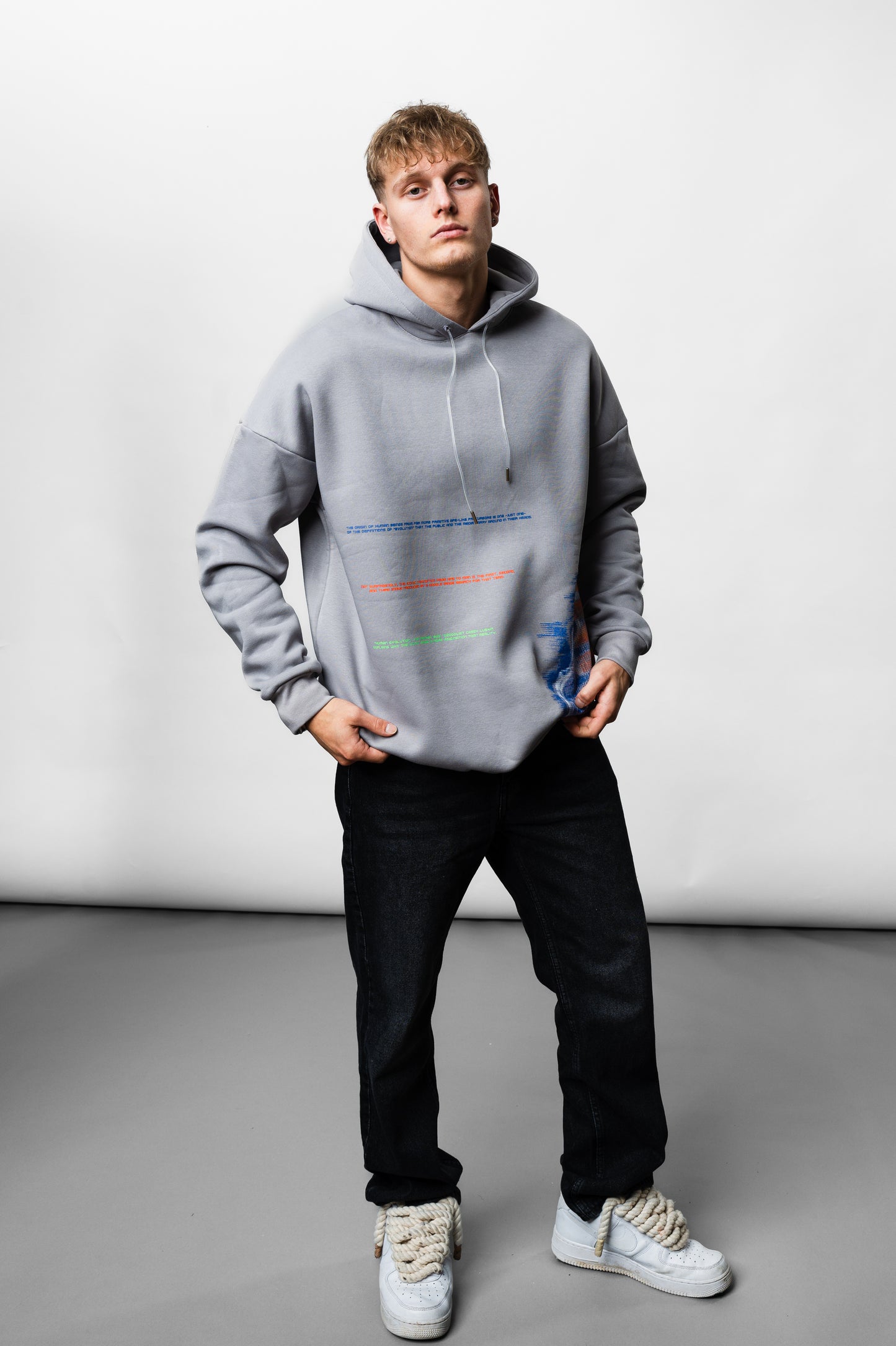 Skull Grey Oversize Hoodie B-1038