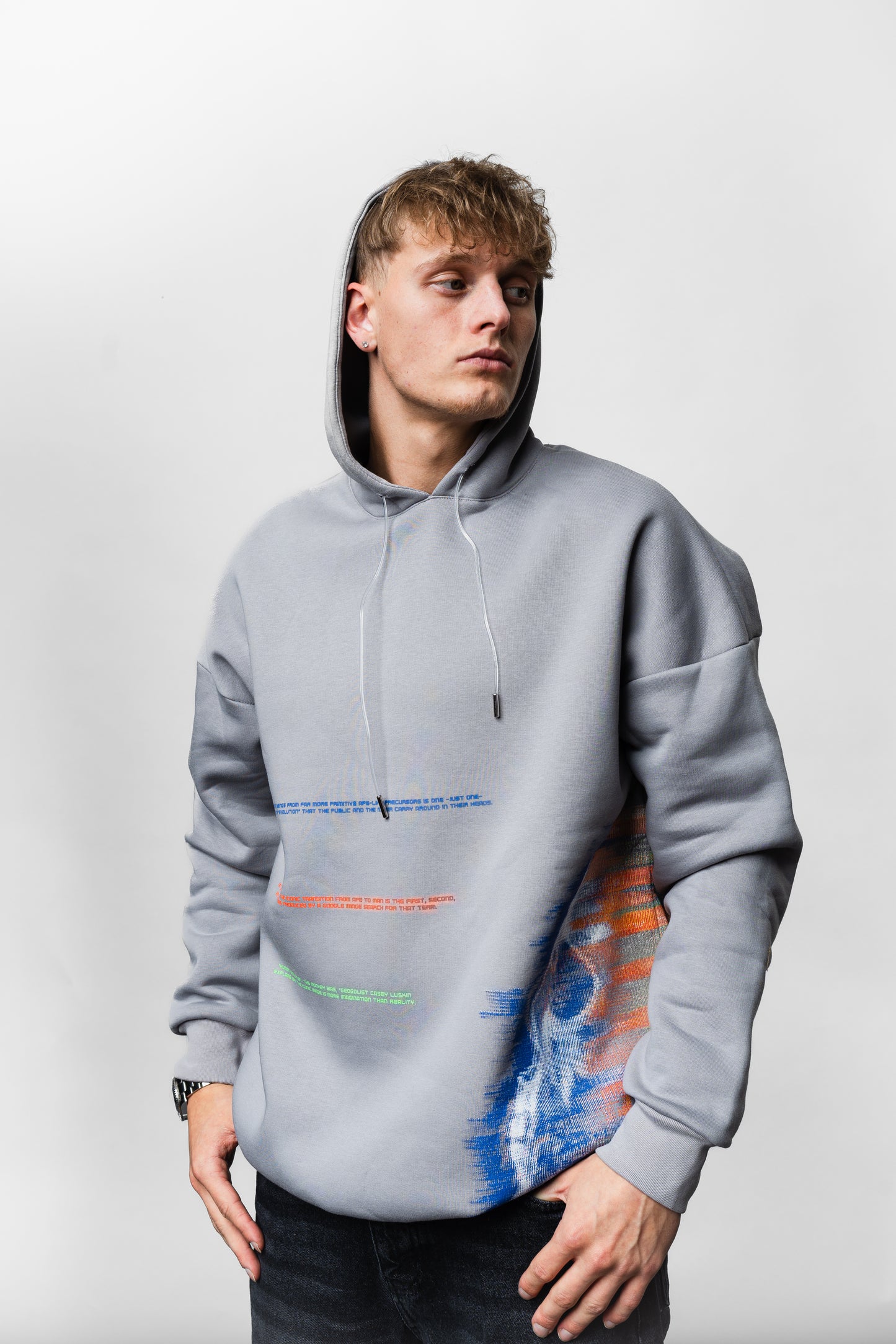 Skull Grey Oversize Hoodie B-1038