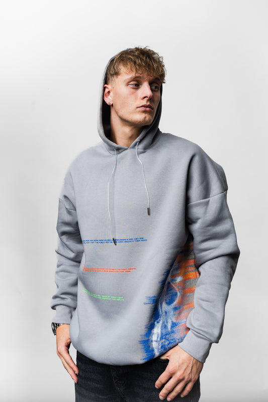 Skull Grey Oversize Hoodie B-1038