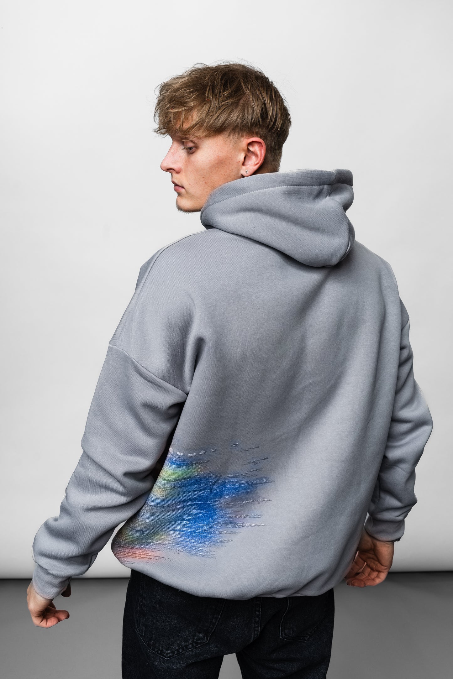 Skull Grey Oversize Hoodie B-1038