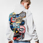 New York Graffiti White Oversize Hoodie B-1030