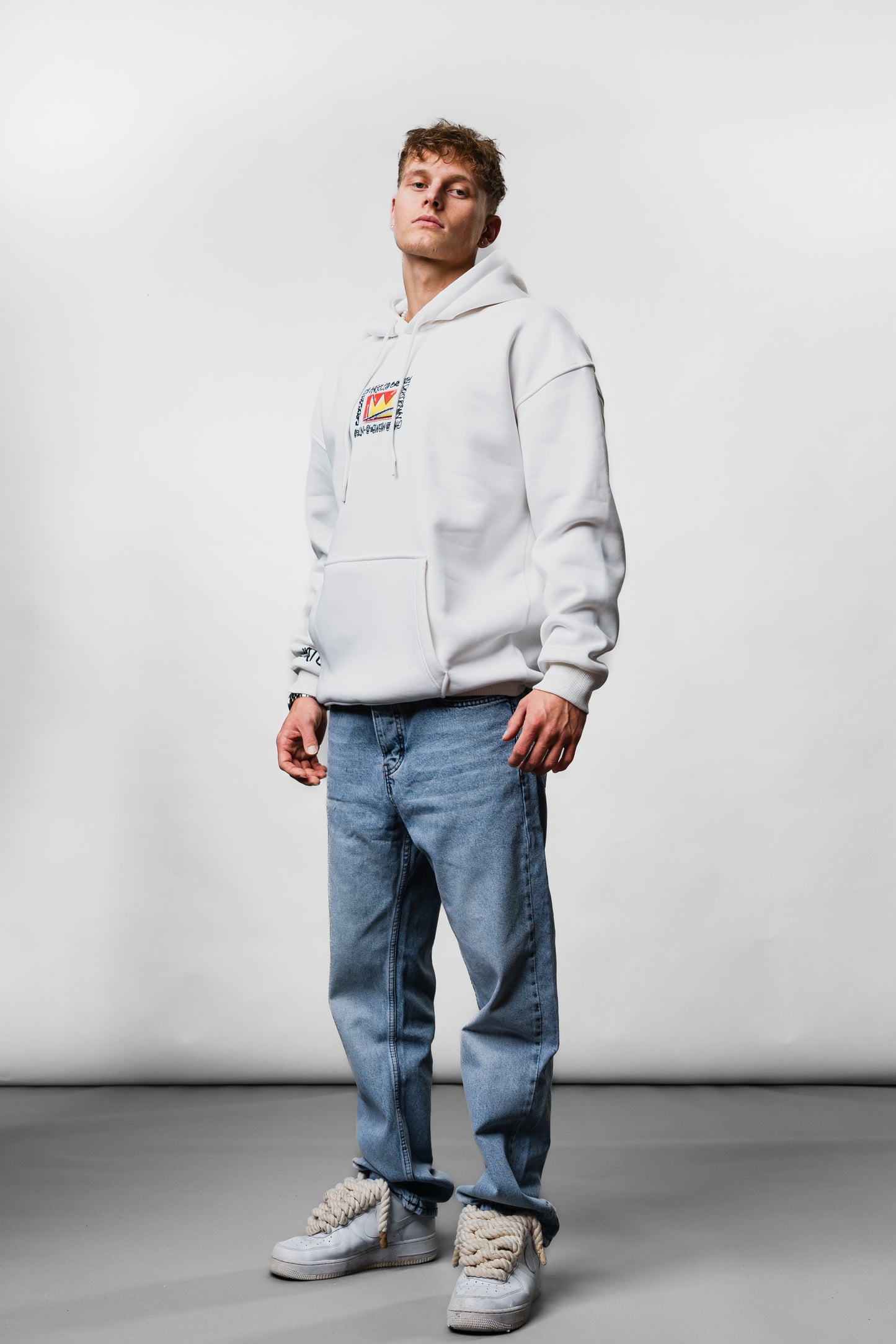 King Angels White Oversize Hoodie B-1069