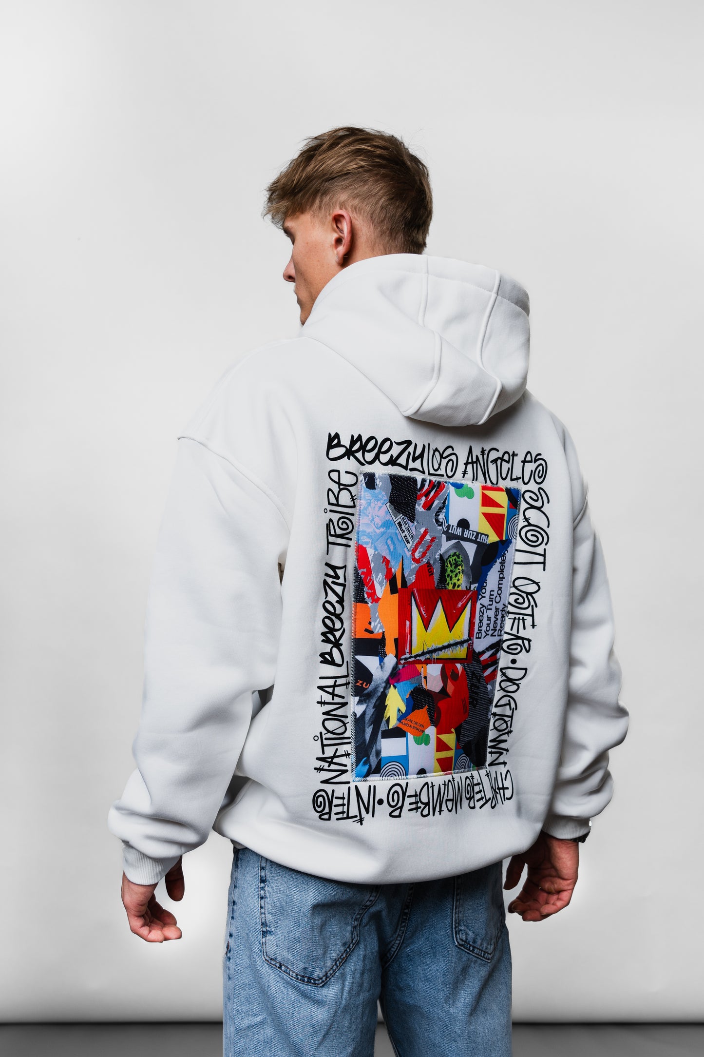 King Angels White Oversize Hoodie B-1069