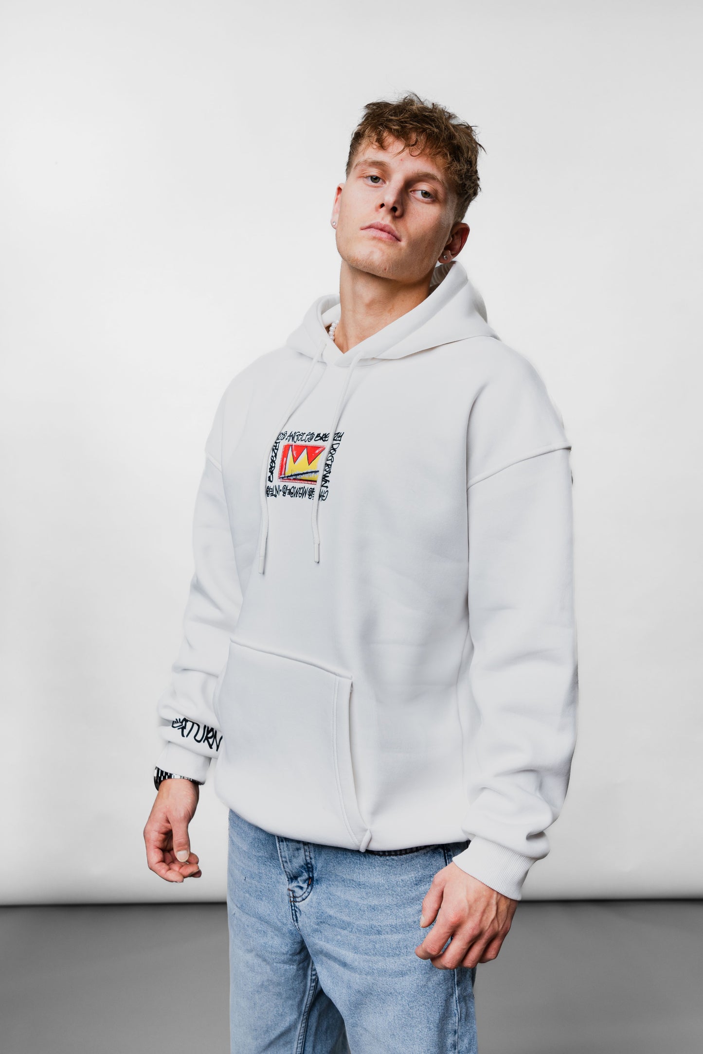 King Angels White Oversize Hoodie B-1069
