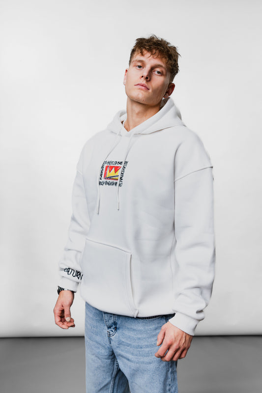 King Angels White Oversize Hoodie B-1069