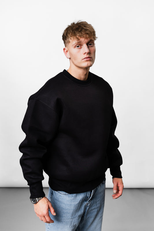 Black Basic Oversize Sweatshirt C-1056