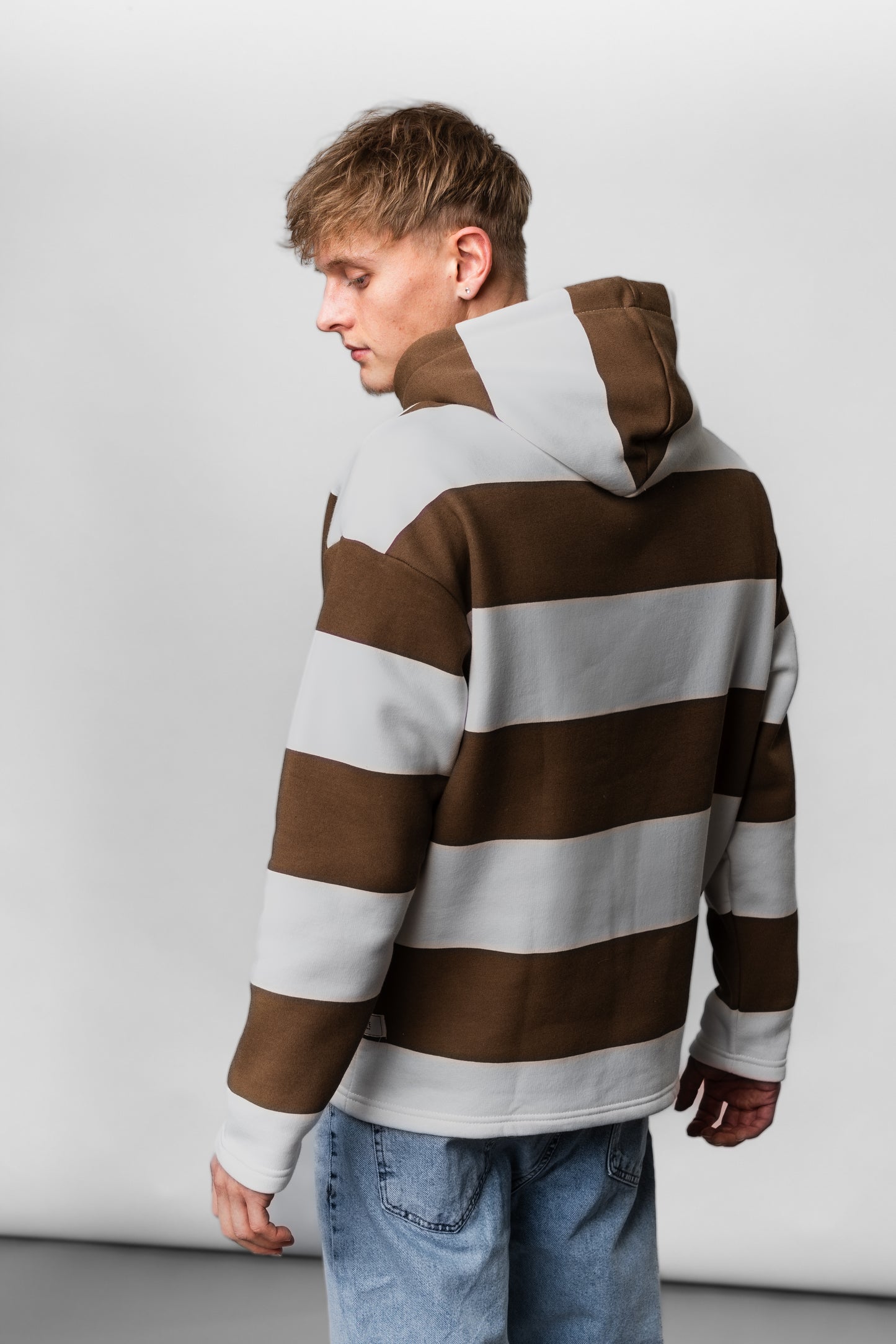 Brown Stripes Oversize Hoodie EL-1058
