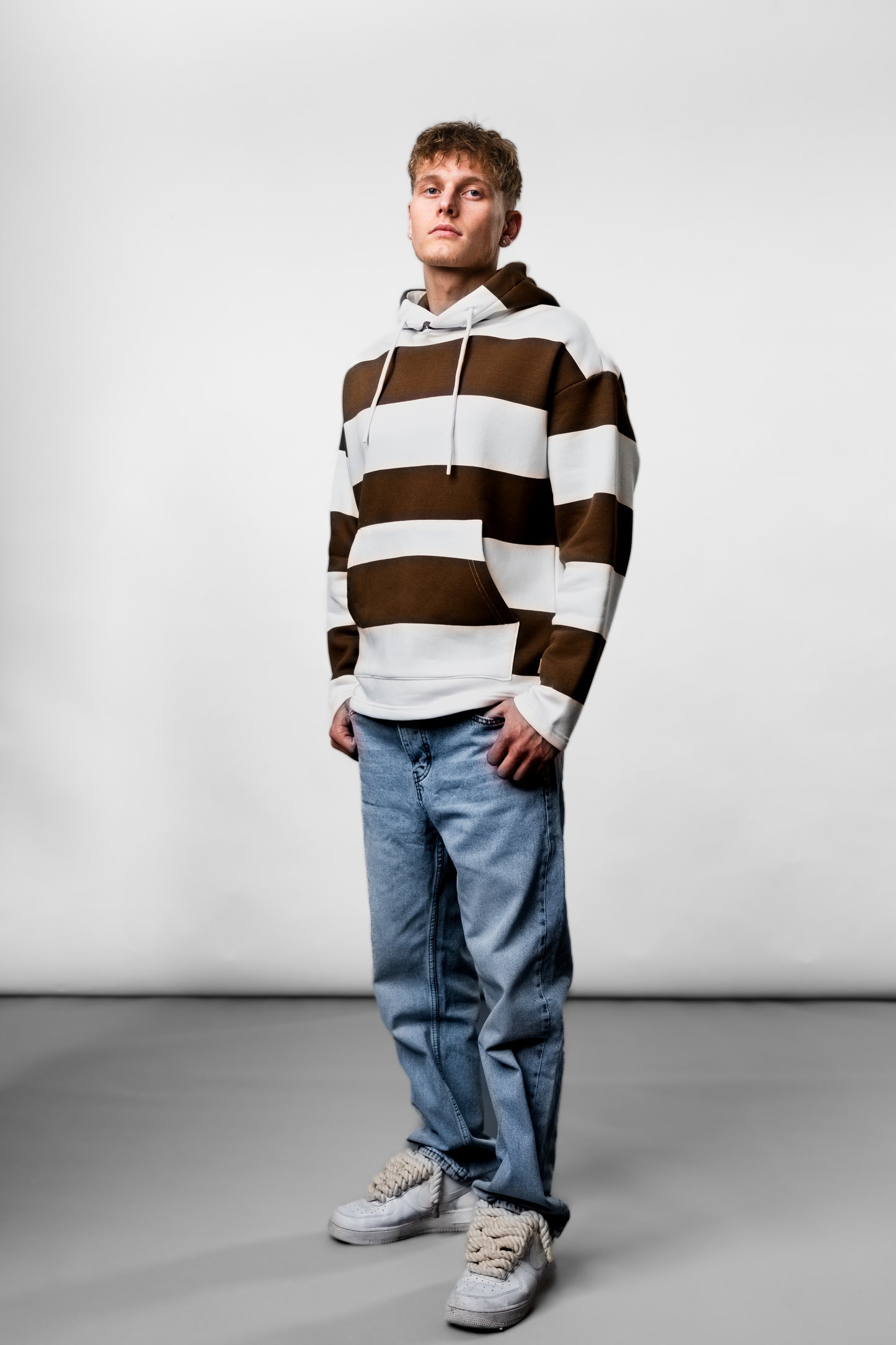 Brown Stripes Oversize Hoodie EL-1058
