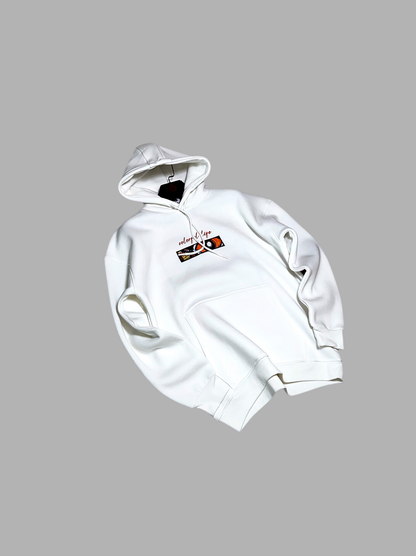 White Colorful Life Hoodie B-1061
