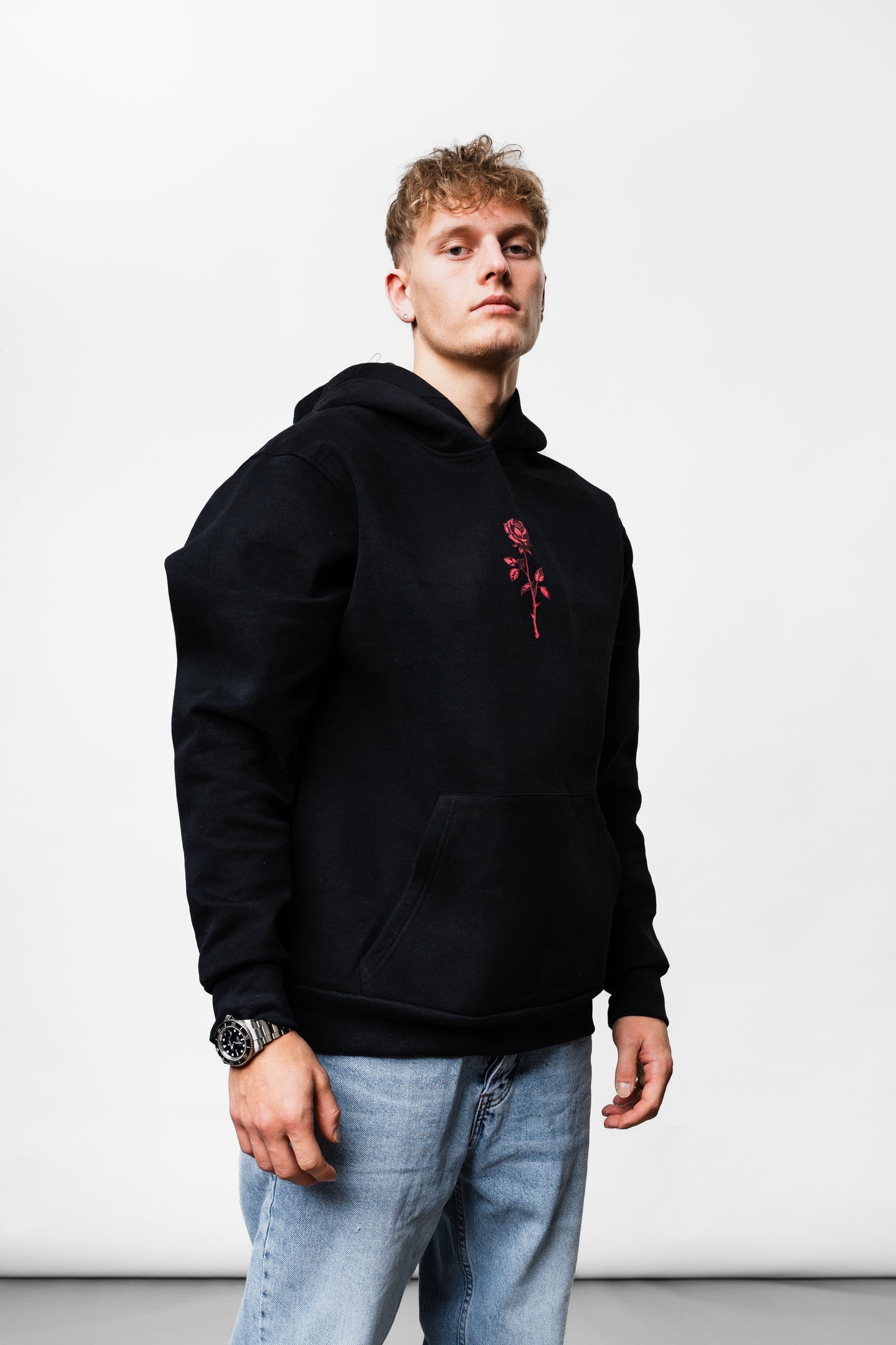 Rose Black Oversize Hoodie C-1020