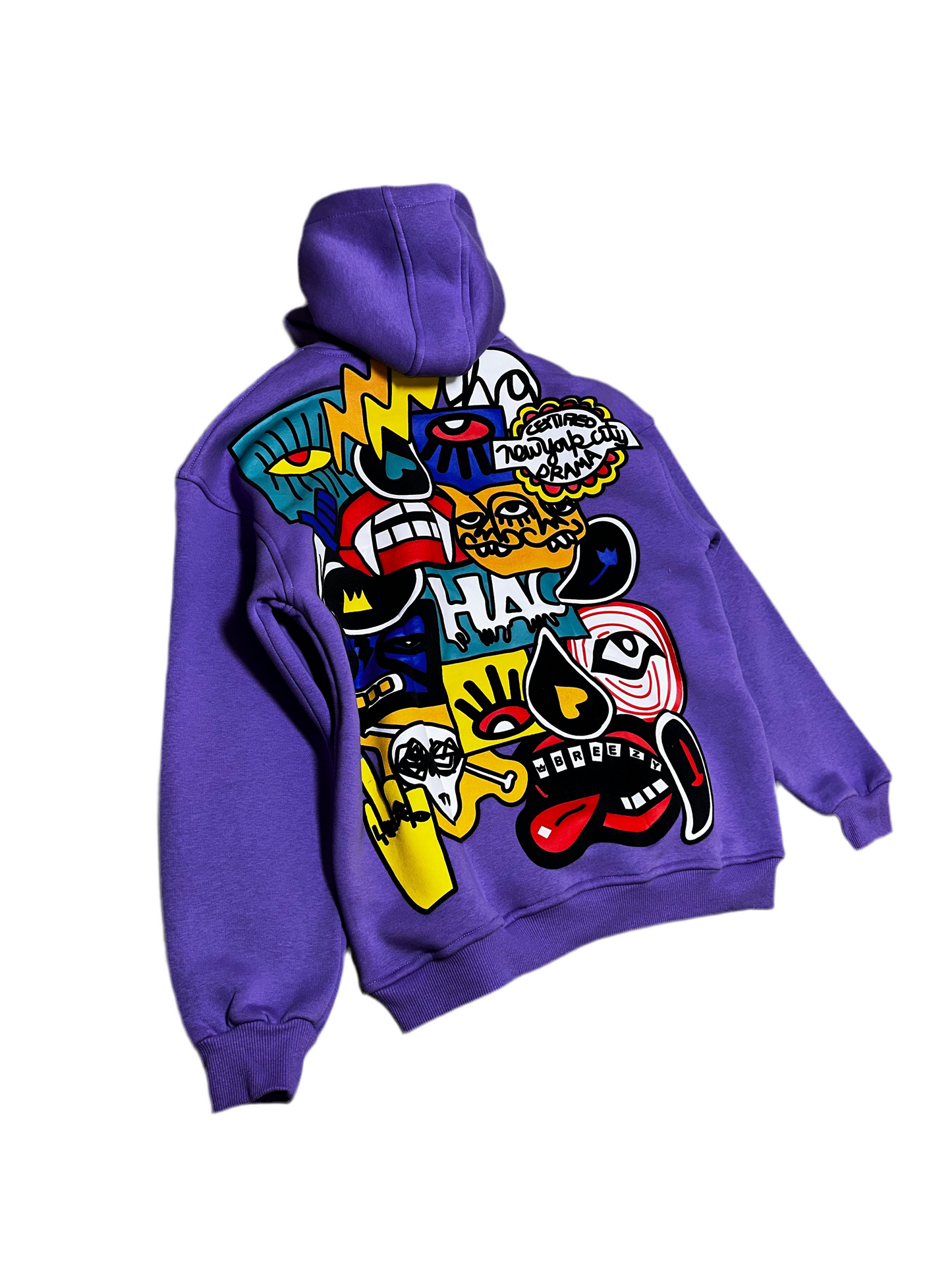 NewYork Graffiti Purple Oversize Hoodie B-1031